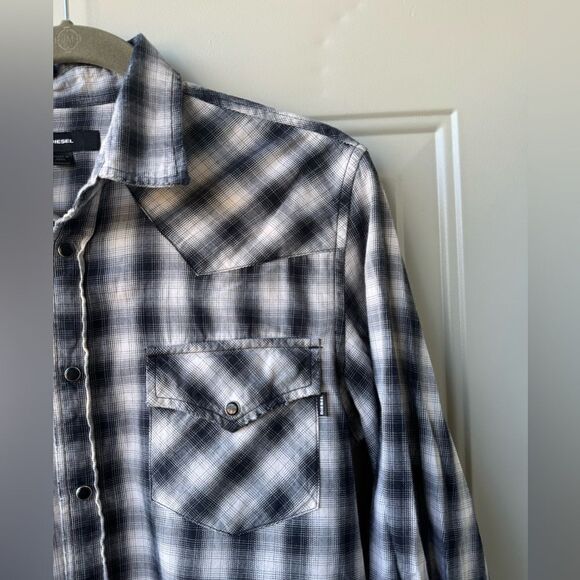 Diesel Long Sleeve Western Cowboy Snap Button-Up Shirt Men’s Size S Long Sleeve - Picture 2 of 9